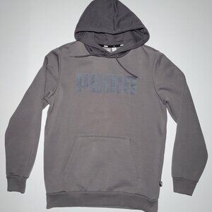 Puma Mens Light Gray and Dark Gray Pullover Hooded Sweatshirt Size Small